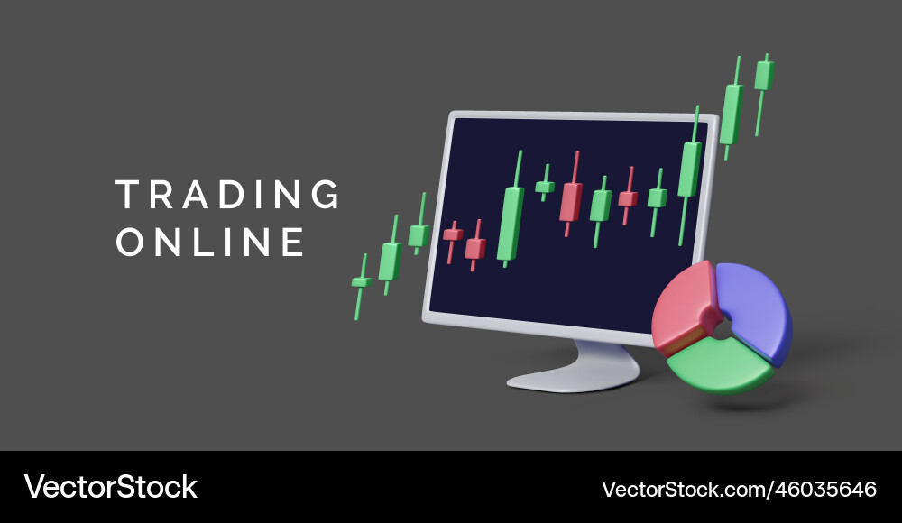 Pc monitor with charts stock market and binary Pc monitor with charts stock market and binary vector image