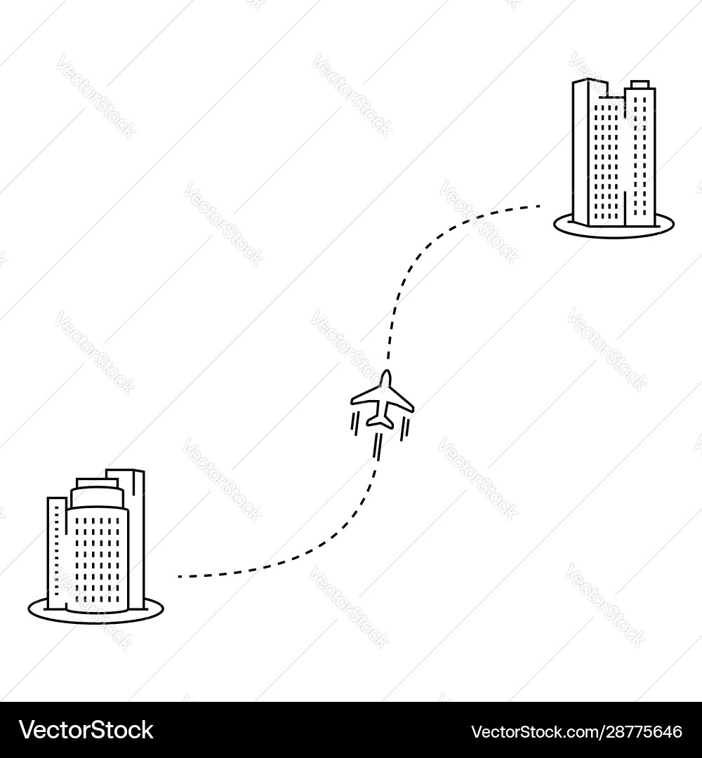 Plane with track in line style Plane with track in line style Vector Image