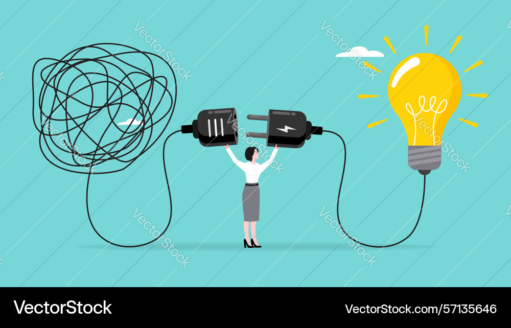 Problem solving with creative idea solution vector image