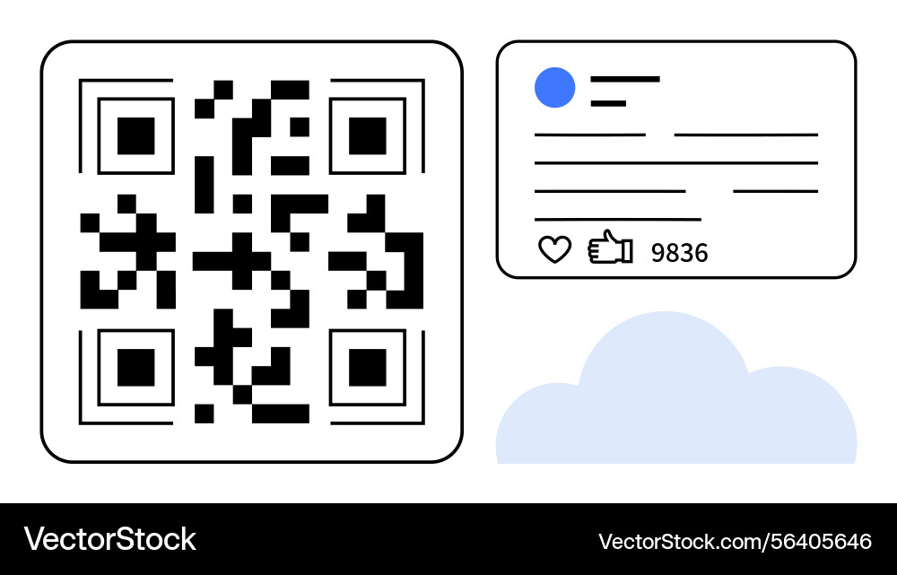 Qr code with digital social interaction and cloud Qr code with digital social interaction and cloud vector image
