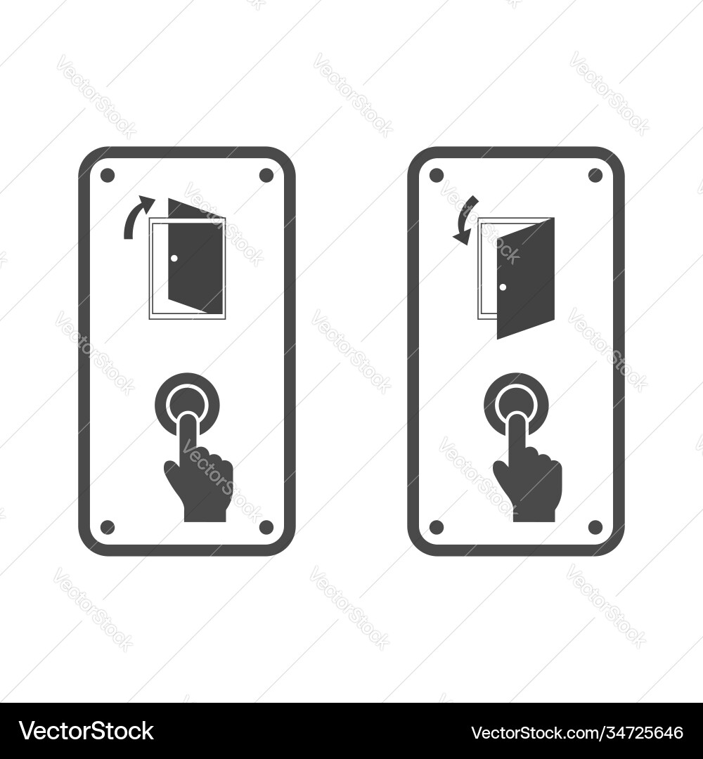 Set intercom icon push or pull door Vector Image