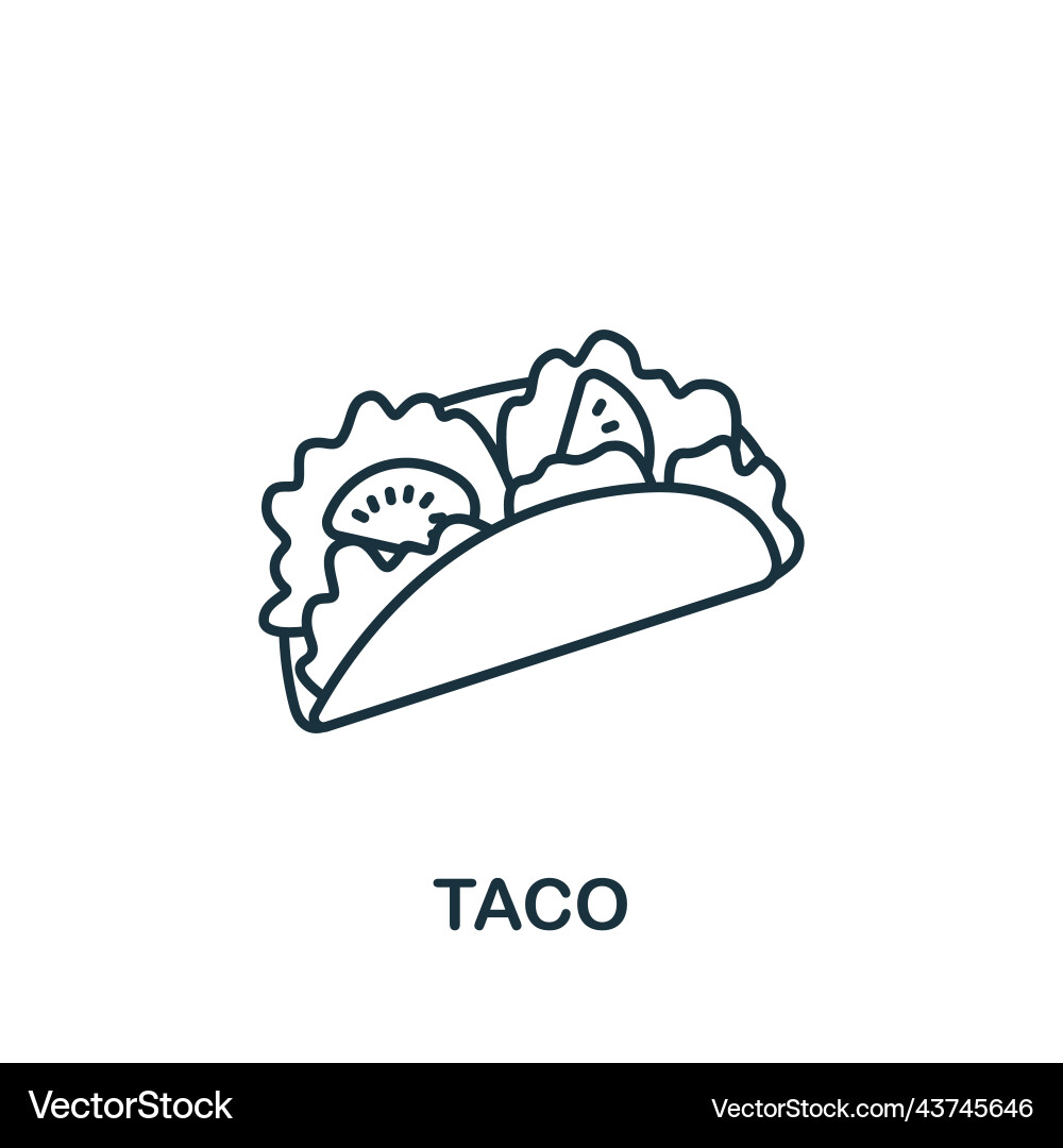 Taco icon line simple for templates web Taco icon line simple for templates web Vector Image