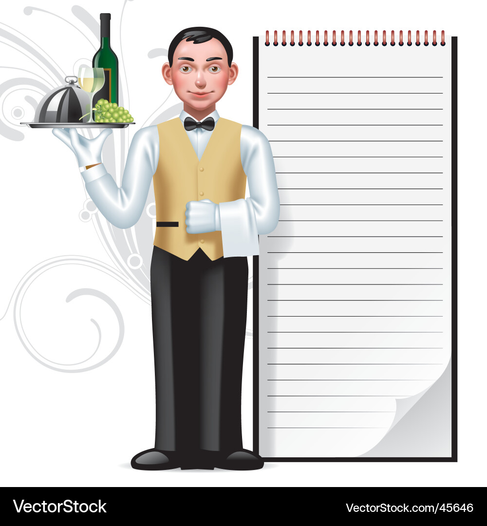 Young waiter Royalty Free Vector Image - VectorStock