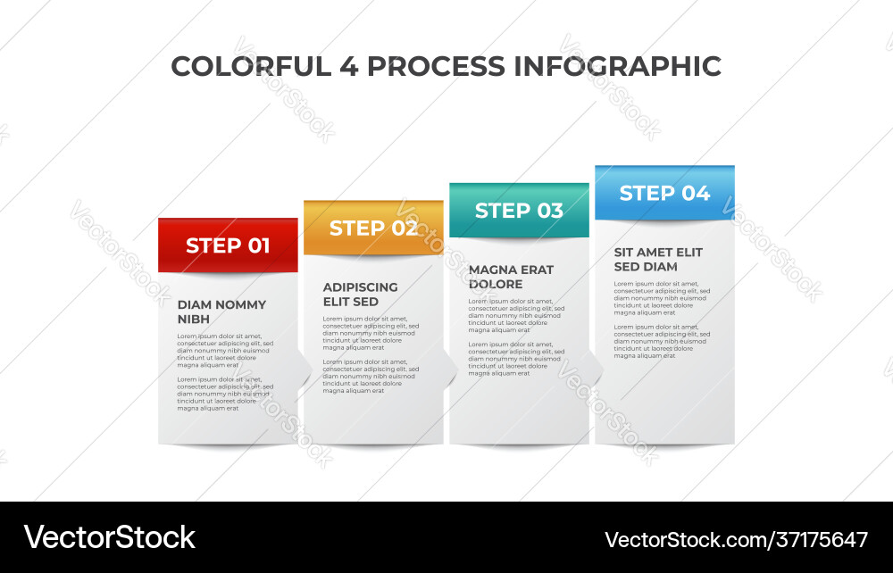 4 points list diagram ascending block 4 points list diagram ascending block vector image