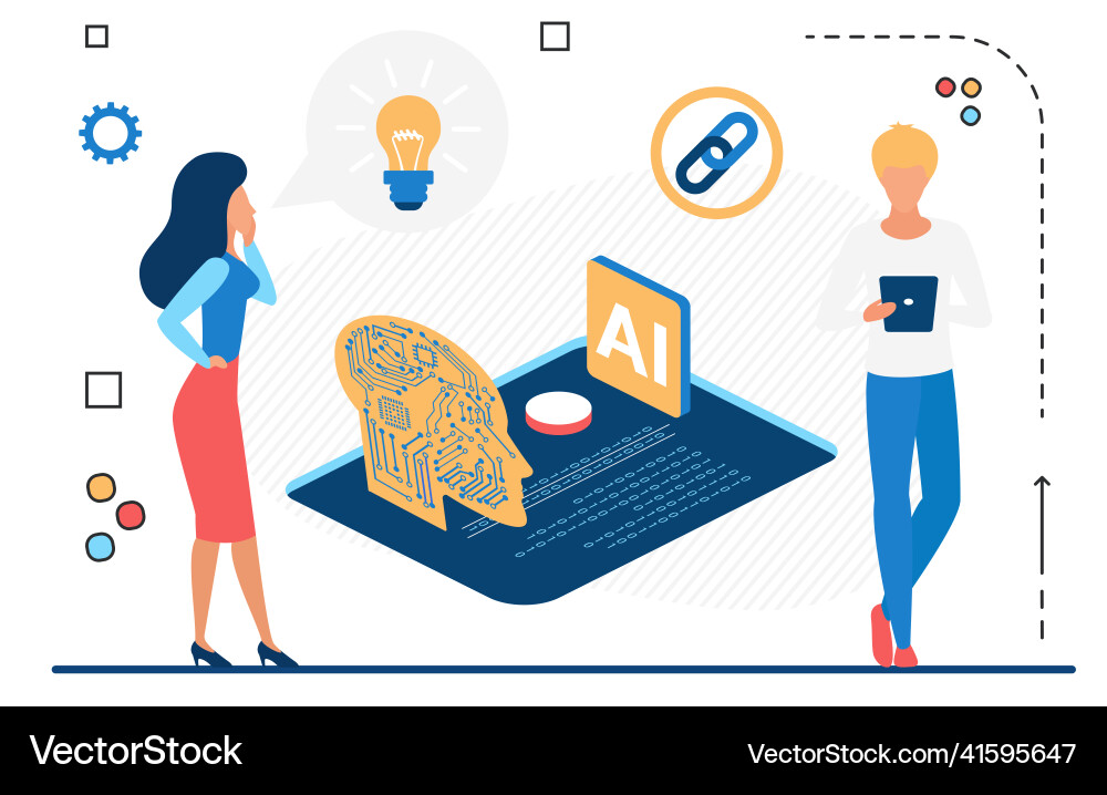 Artificial intelligence machine learning system vector image