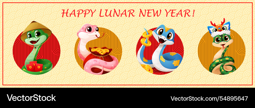 Cartoon Schlangen Collage 2025 asiatisch neues Jahr Banner Cartoon Schlangen Collage 2025 asiatisch neues Jahr Banner vektorbild