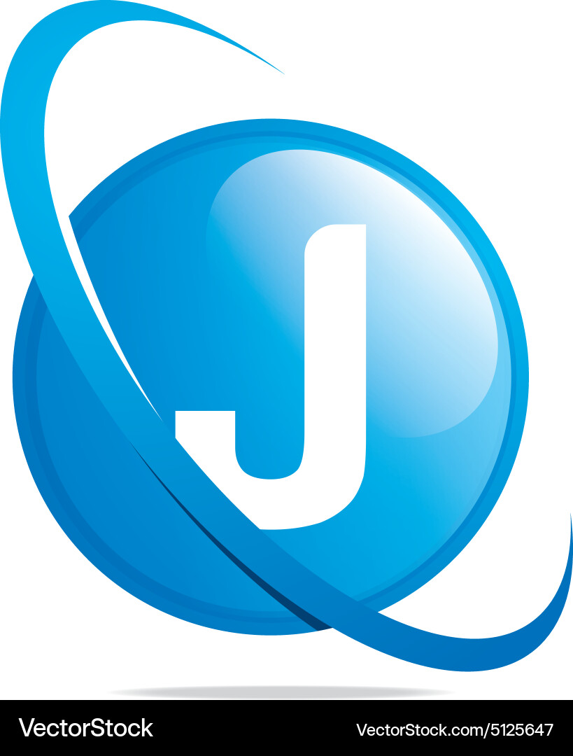 Circle globe round letter j blue abstract Vector Image