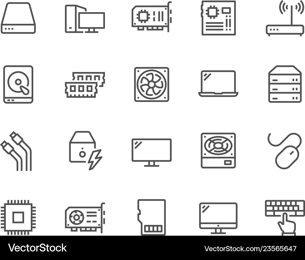 Computer Component Icons Set vector image