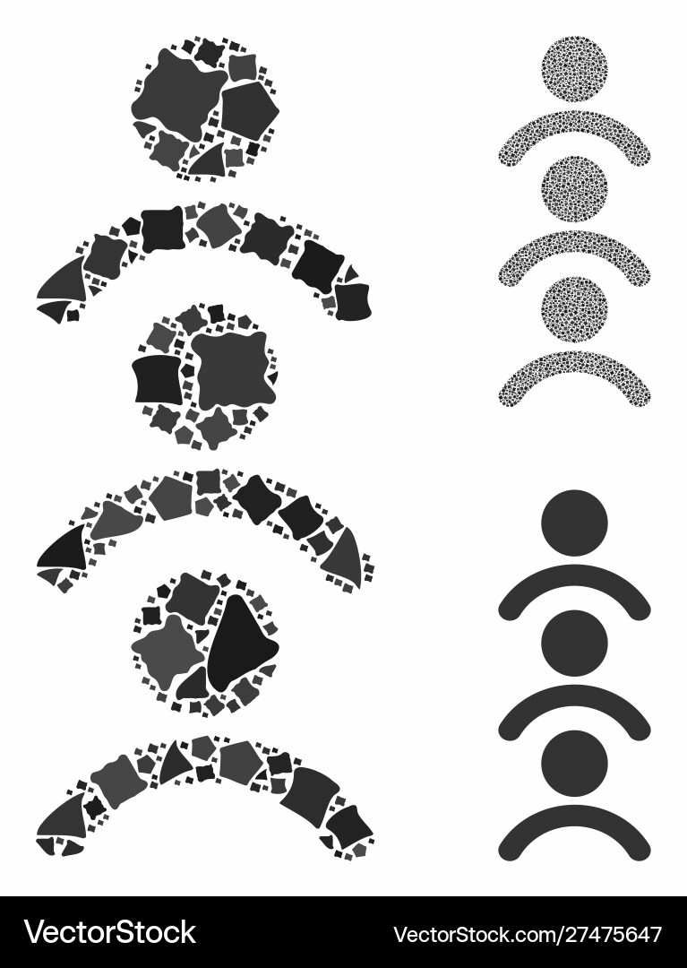 Man queue mosaic icon humpy pieces Man queue mosaic icon humpy pieces Vector Image