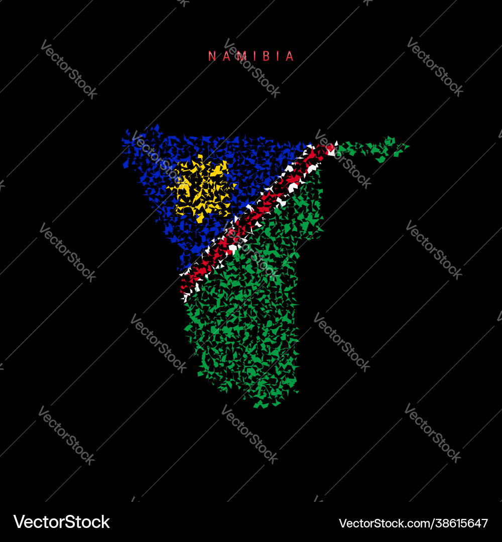 Namibia flag map chaotic particles pattern Namibia flag map chaotic particles pattern Vector Image