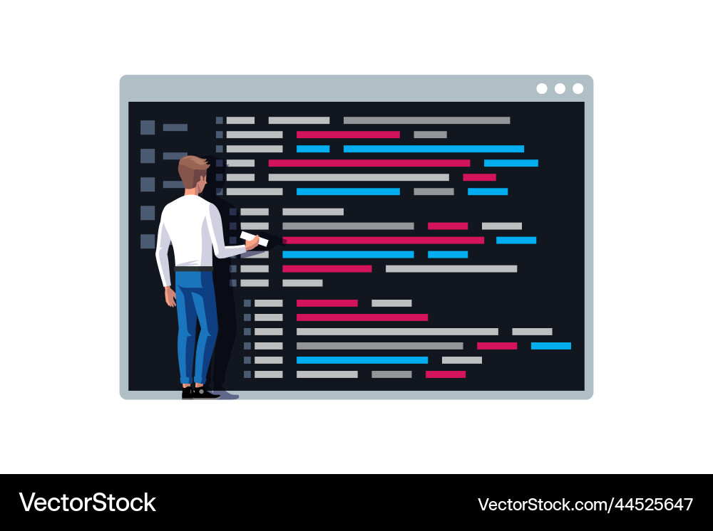 Programmierer schreiben einen Code junge Kodierung Programmierer schreiben einen Code junge Kodierung Vektorbild