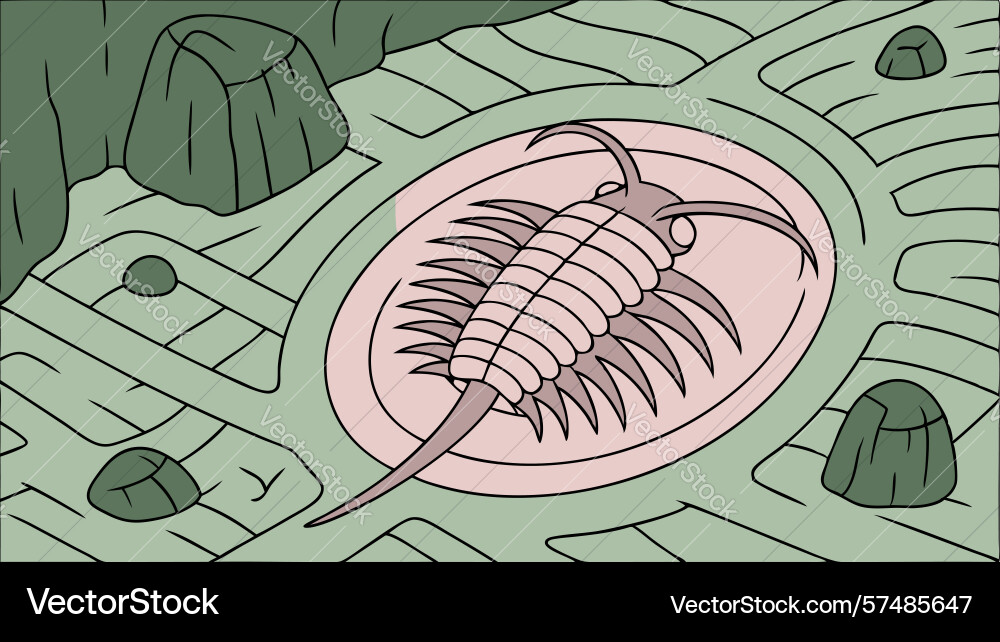 Trilobite in a maze-like abstract pattern design vector image