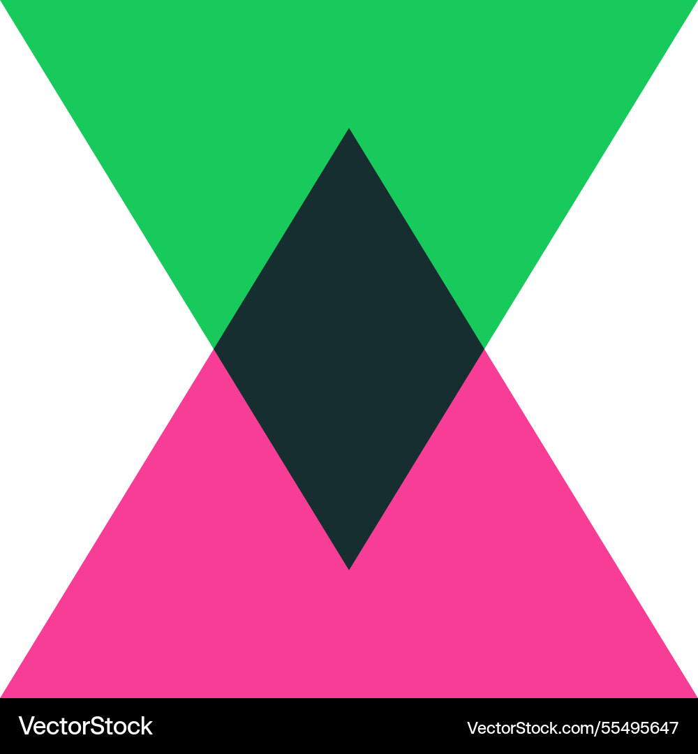 Two triangle intersection risograph print vector image