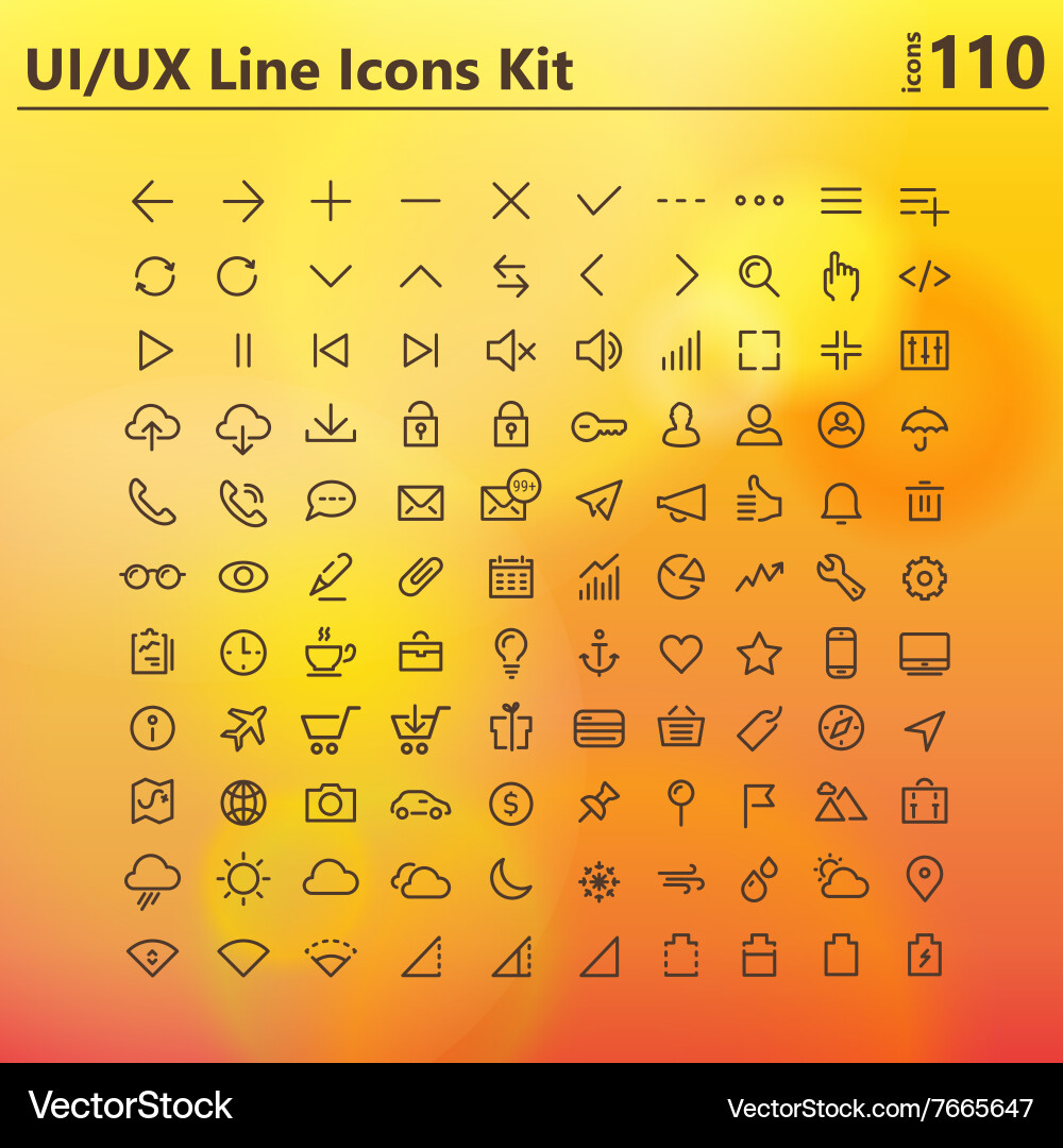 Ui and ux big bold line icons kit Vector Image