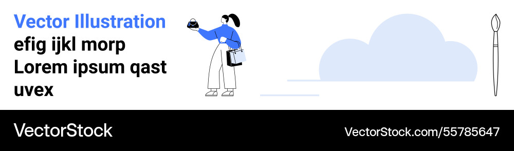 Woman holding coffee cup and notebook in hand Vector Image
