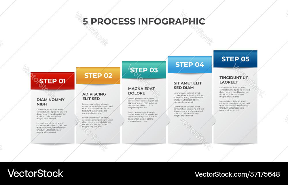 5 points list diagram ascending block 5 points list diagram ascending block Vector Image