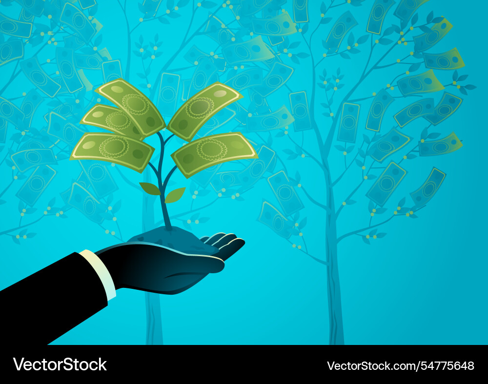Businessman silhouette hand money tree investment Businessman silhouette hand money tree investment vector image