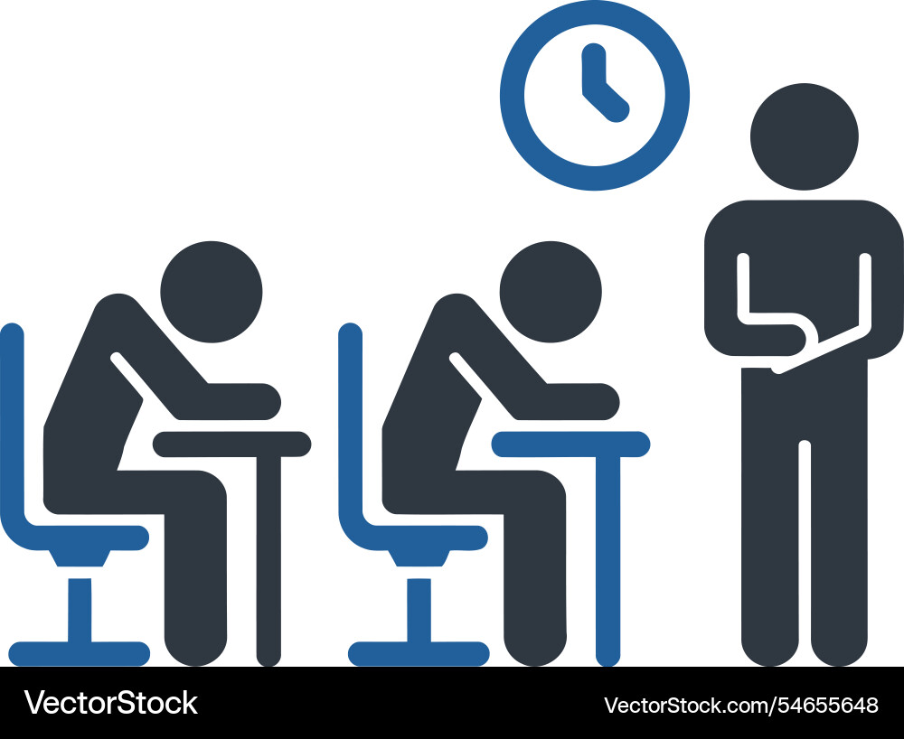 Classroom lecture with clock icon Vector Image