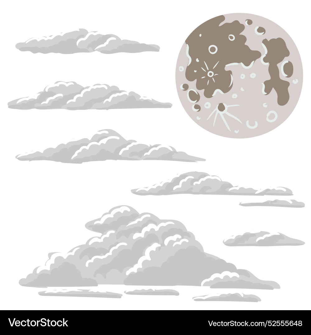 Drawing clouds and moon Royalty Free Vector Image