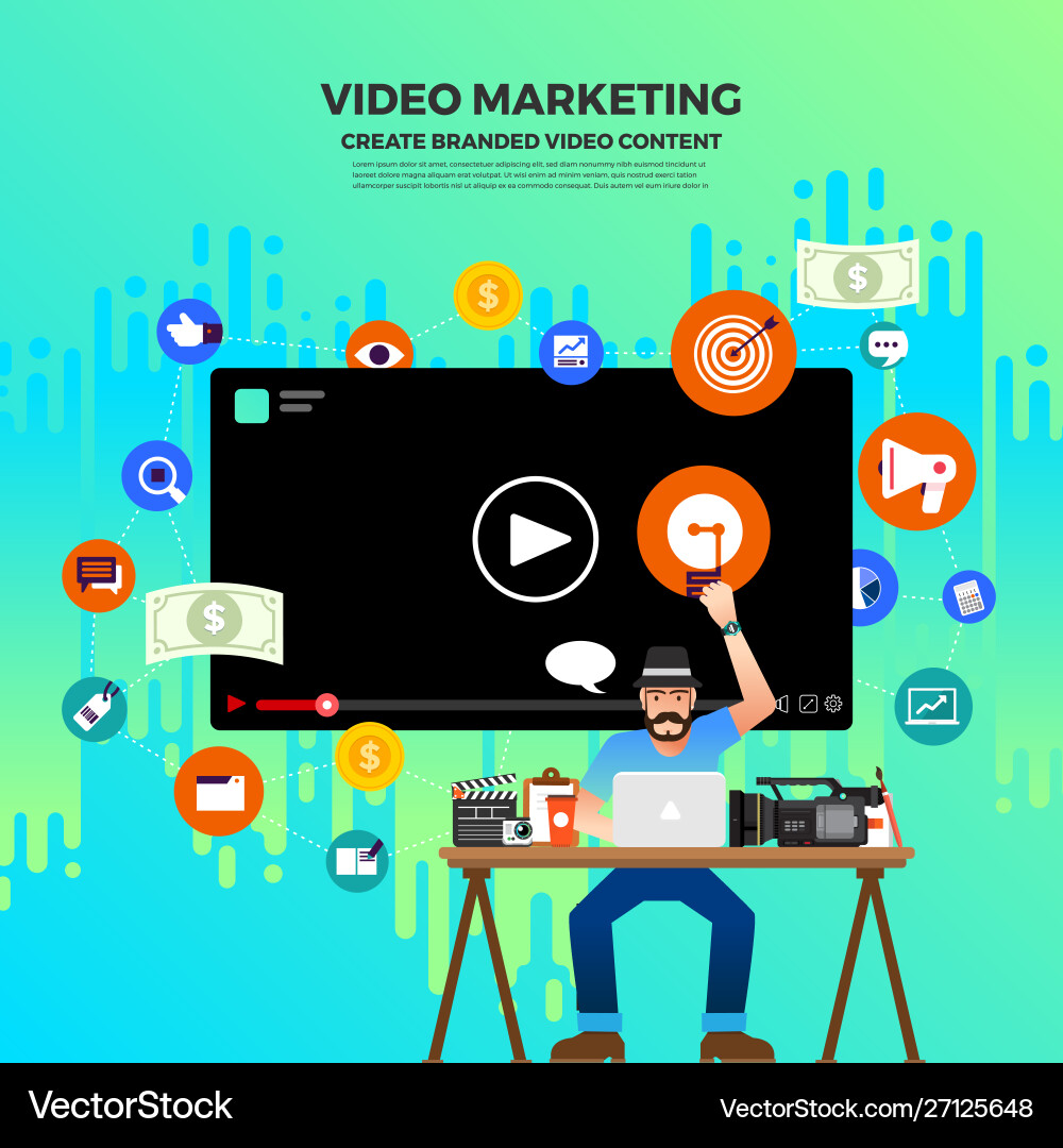Flat design vlog concept create video content Flat design vlog concept create video content vector image