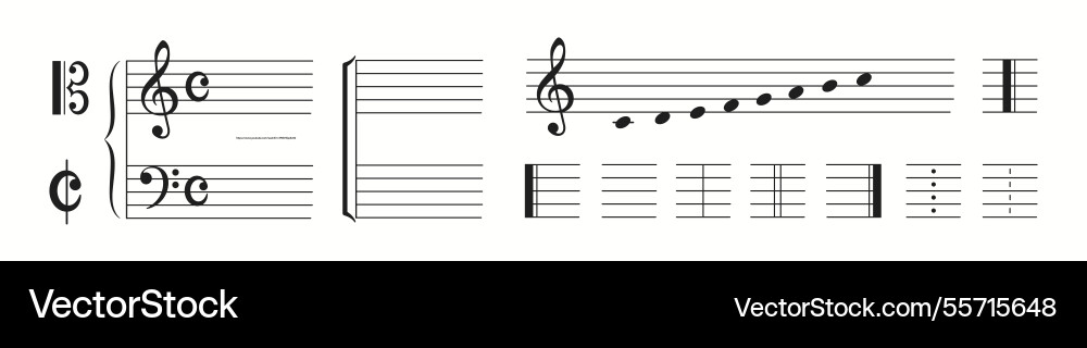 Musical notation symbols and clefs Musical notation symbols and clefs vector image