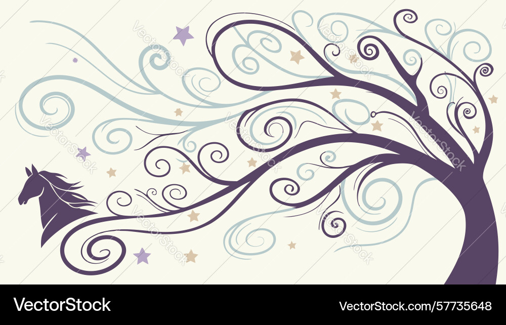 Mystical swirling tree design with abstract Vector Image