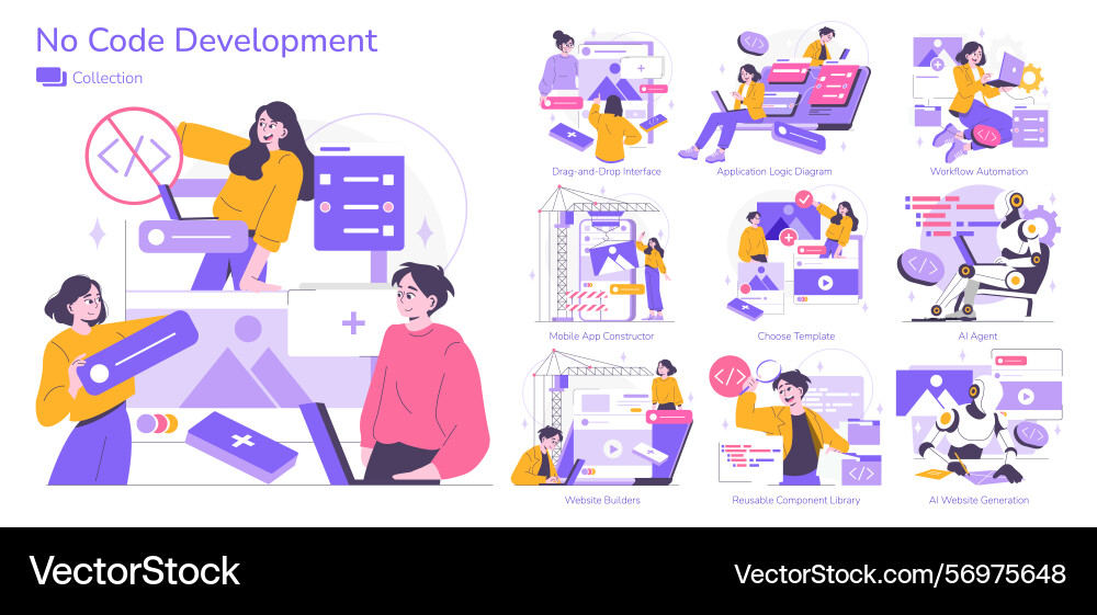 No code development concepts No code development concepts vector image