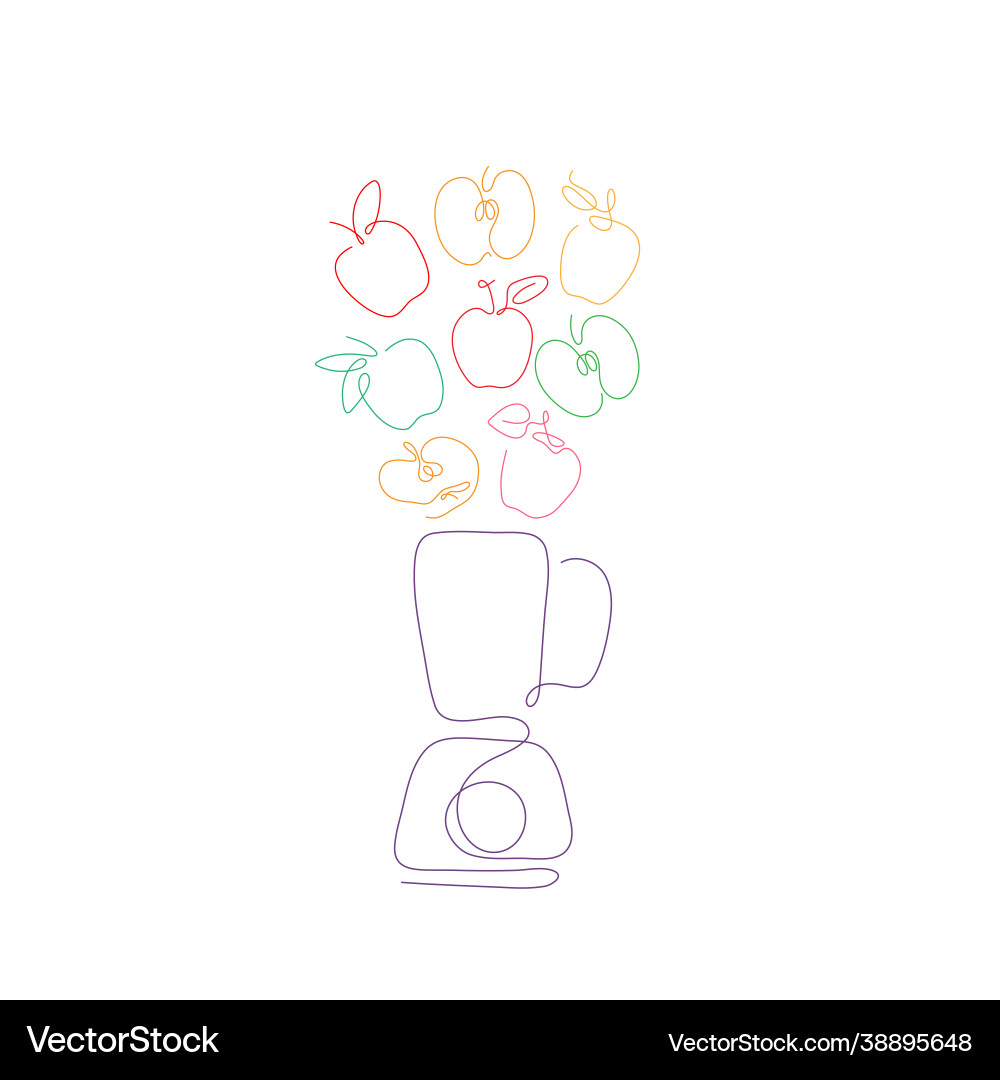 One line apples for smoothies in blender vector image