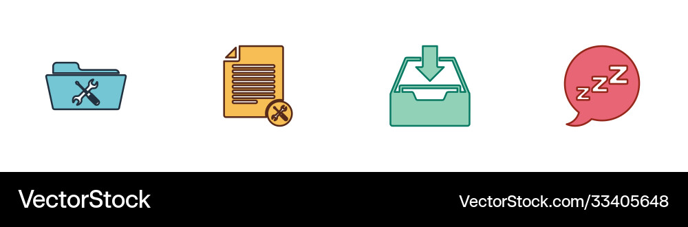 Set folder service file document download inbox Set folder service file document download inbox Vector Image