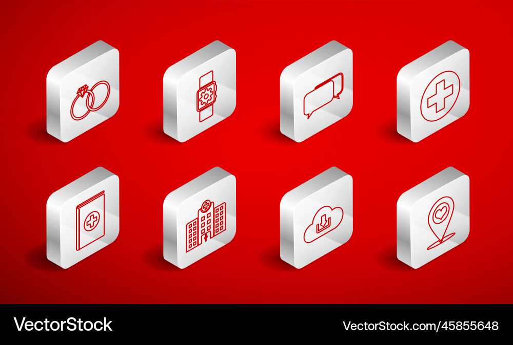 Set line map pointer with heart smartwatch Vector Image