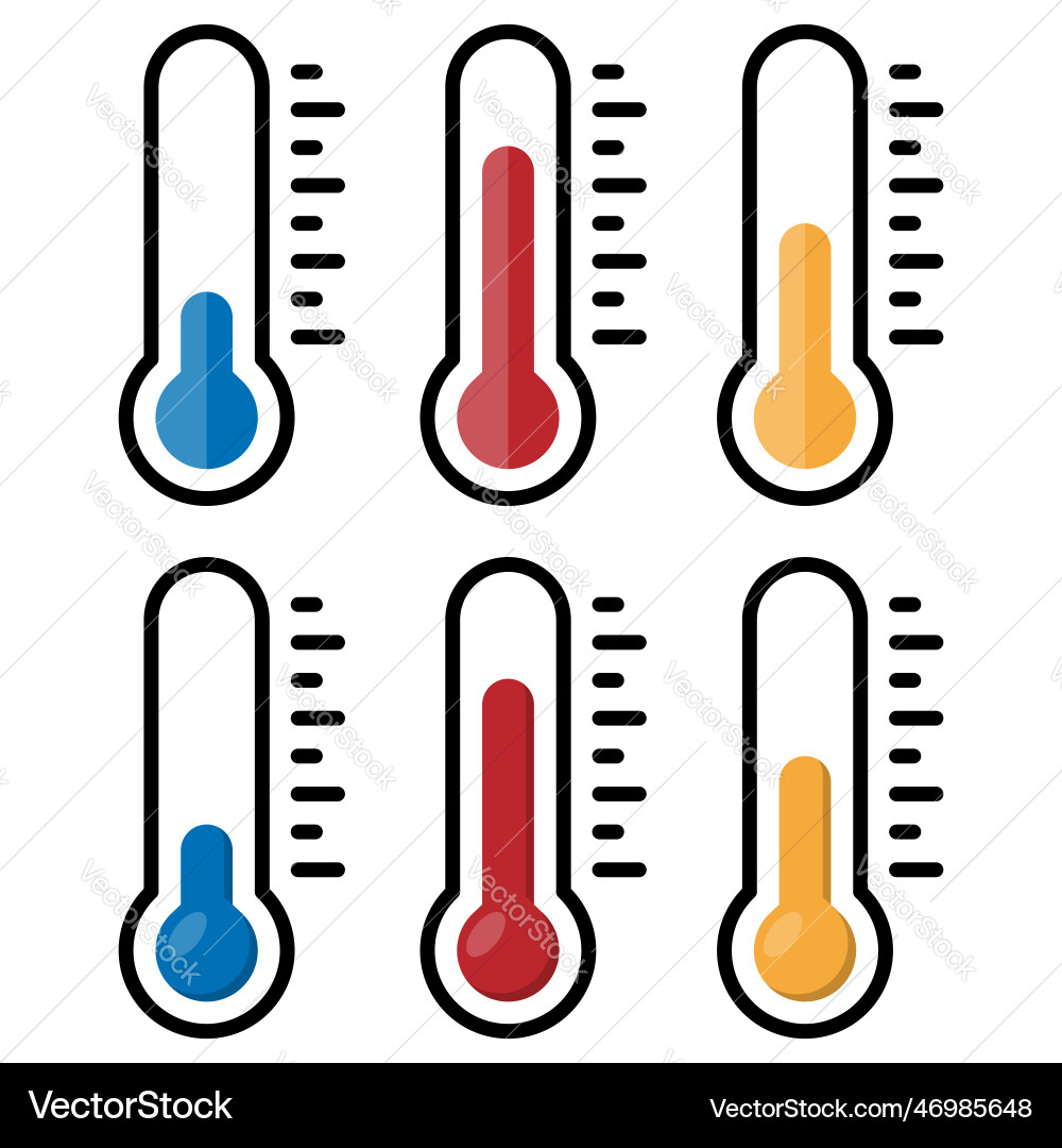 Temperature symbol set thermometer showing Vector Image