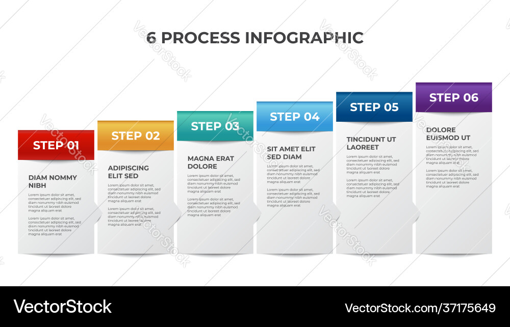 6 points list diagram ascending block 6 points list diagram ascending block vector image
