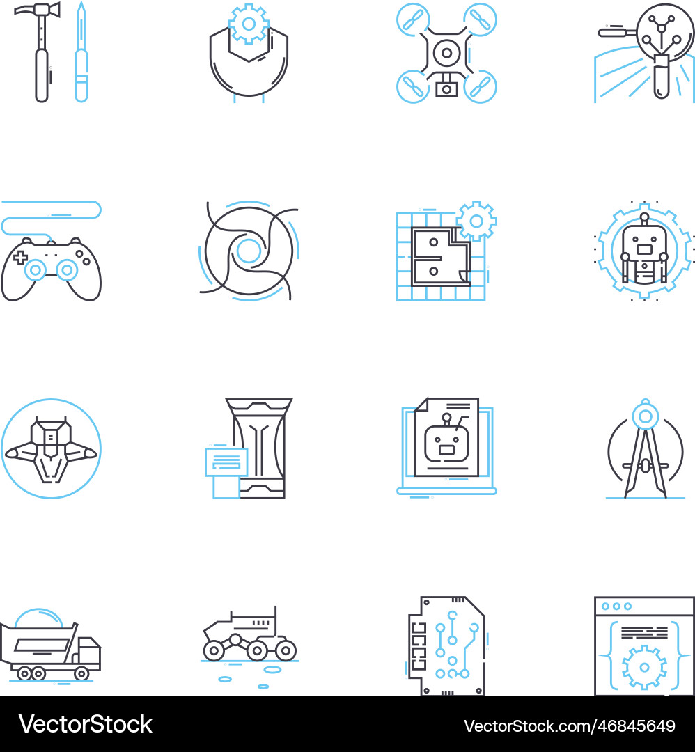 Constructor linear icons set build design Vector Image