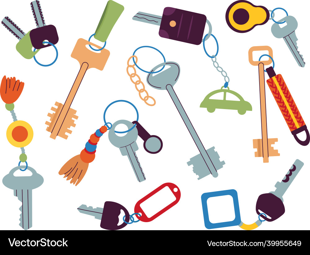 Different key collection keys on keychain Different key collection keys on keychain vector image