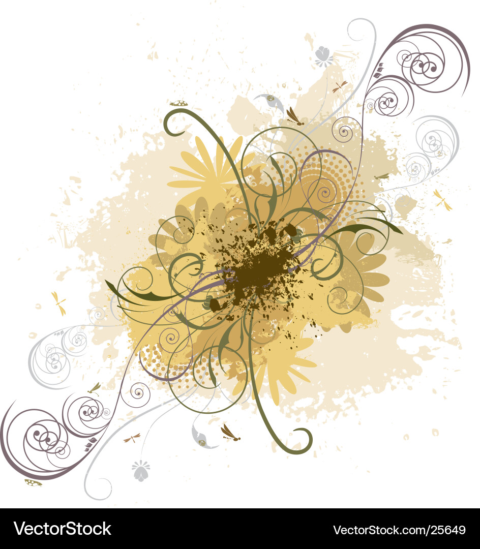 Floral Swirl Grunge Vector Image