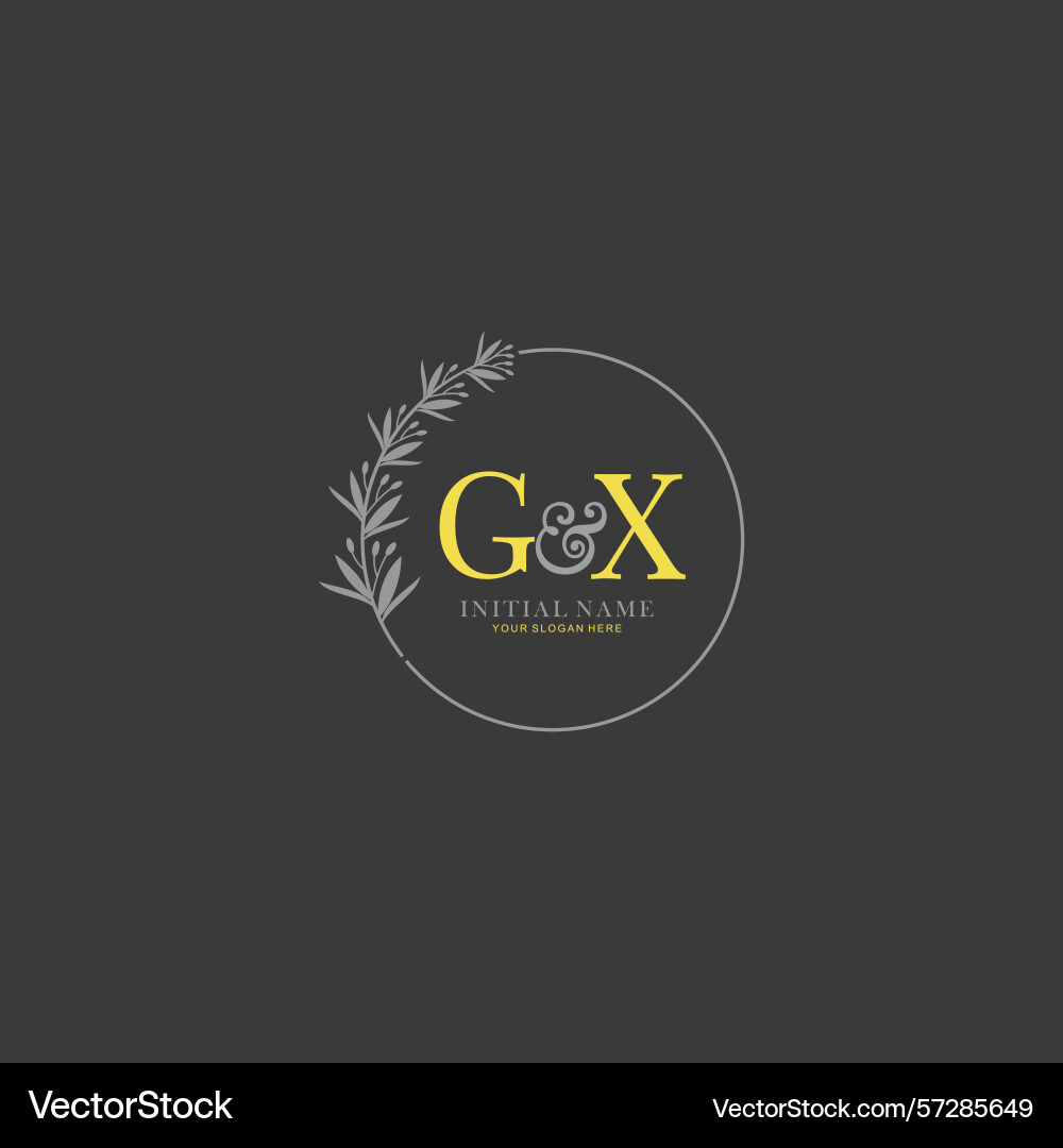 Gx initial logo templates with botanical elements Gx initial logo templates with botanical elements vector image