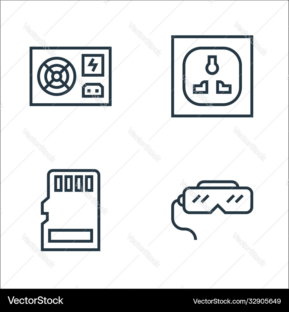 Hardware line icons linear set quality Hardware line icons linear set quality Vector Image