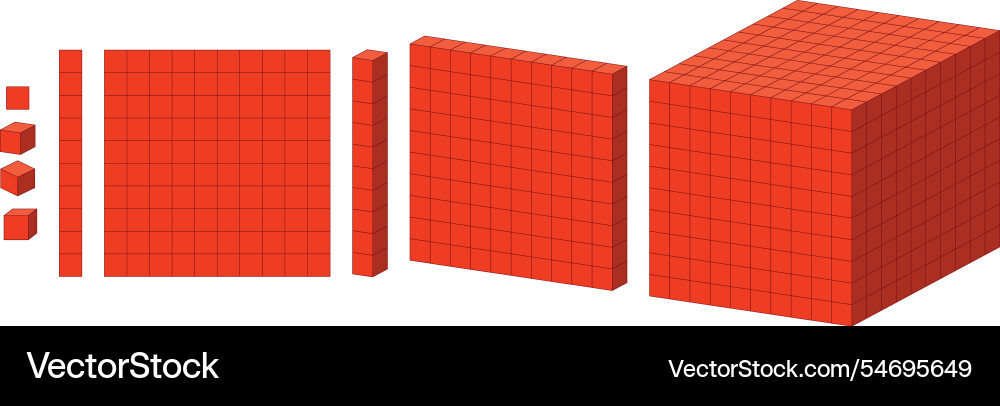 Red blocks mathematical concepts and dimensions Red blocks mathematical concepts and dimensions vector image