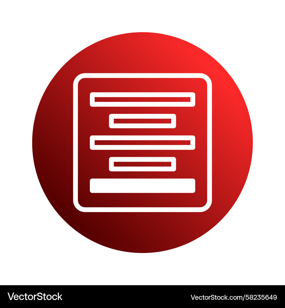 Red Gradient Circle Button with Document Icon Vector Image