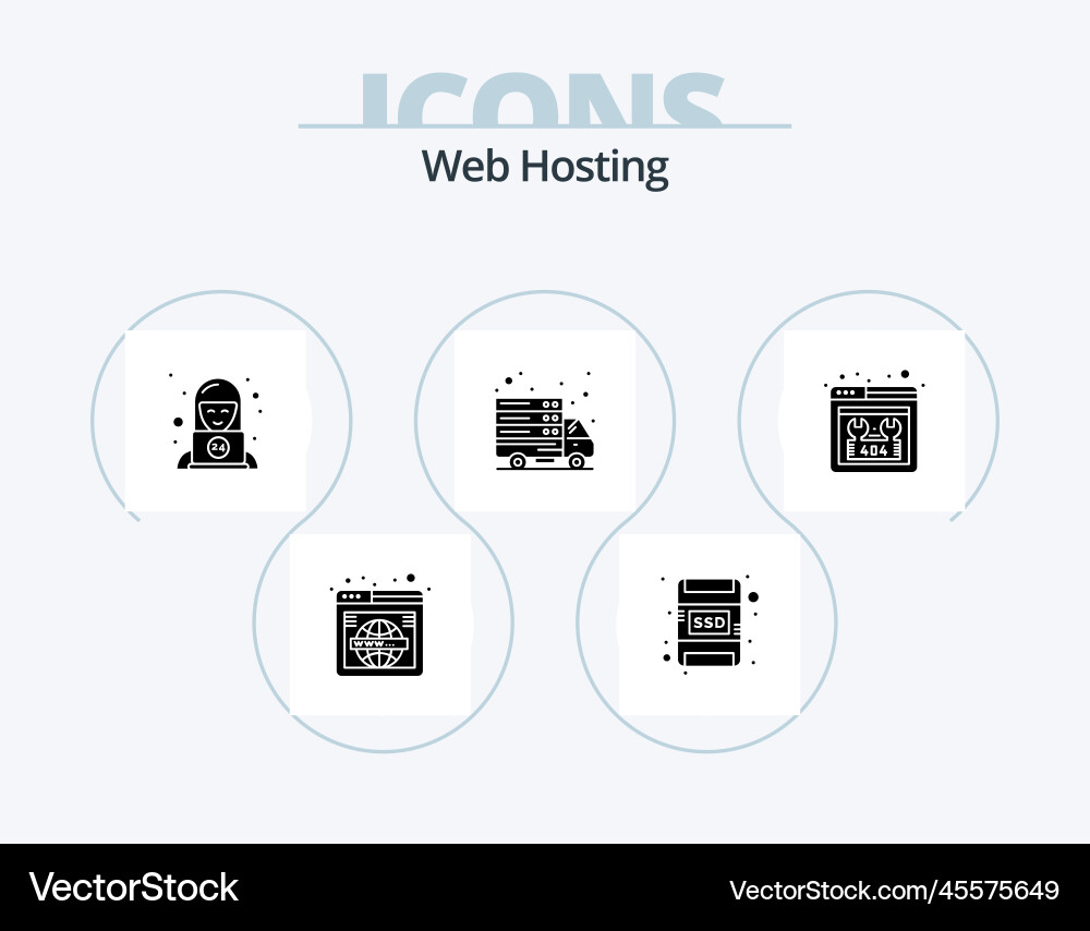 Web hosting glyph icon pack 5 design missing Vector Image