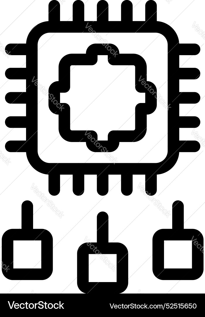 Computer chip managing three devices using Computer chip managing three devices using vector image