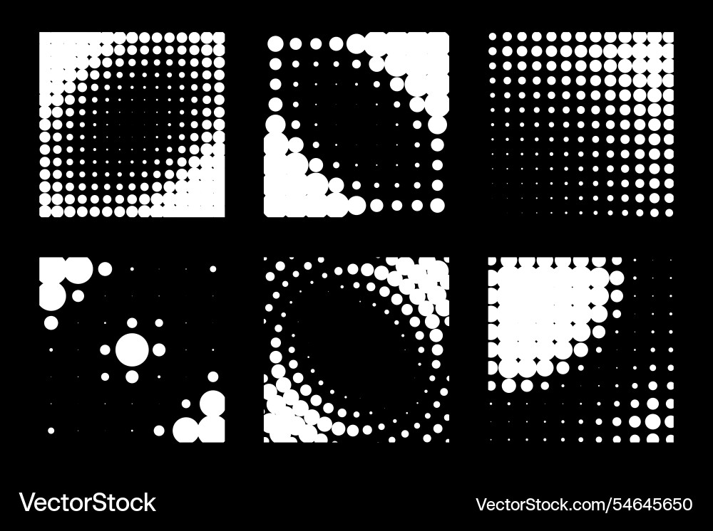 Design elements halftone dotted frames set Design elements halftone dotted frames set vector image
