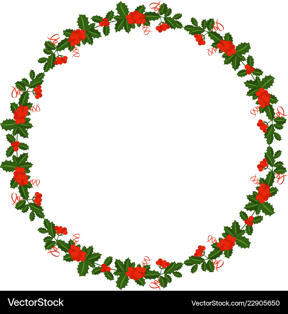 Holly Berry Wreath Vector Image