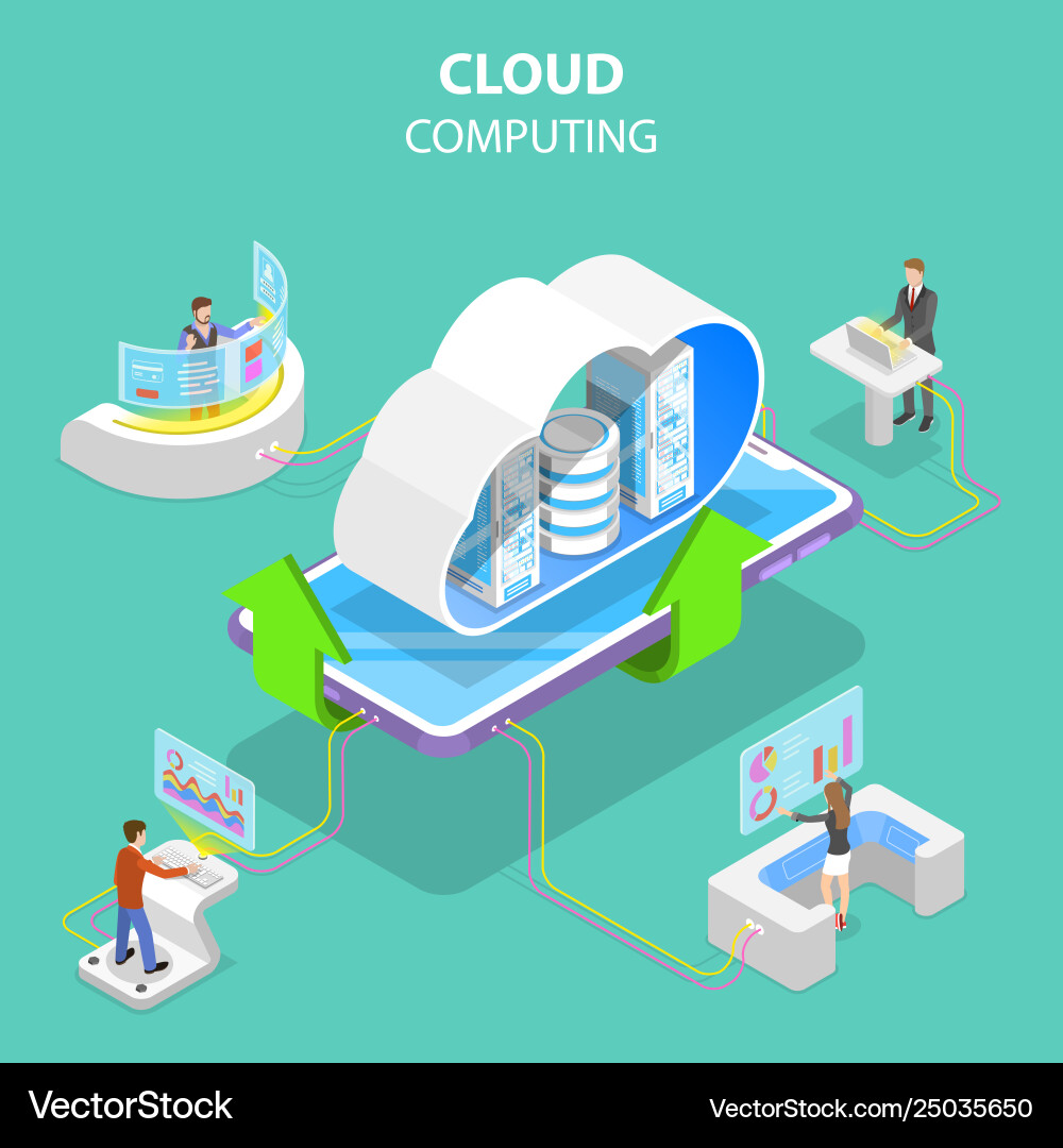 Isometric Cloud Computing Technology Vector Image