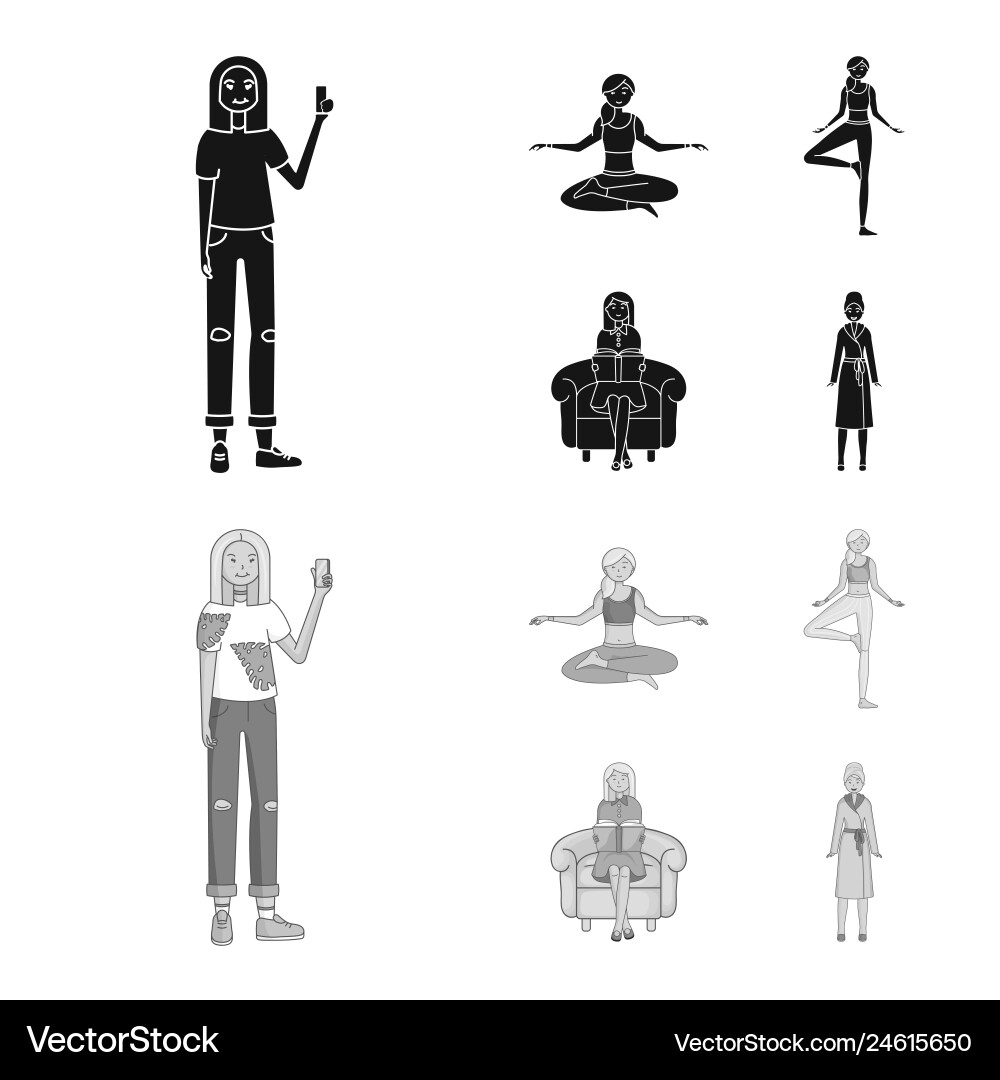 Posture & Mood Icons - Female Figures Vector Image