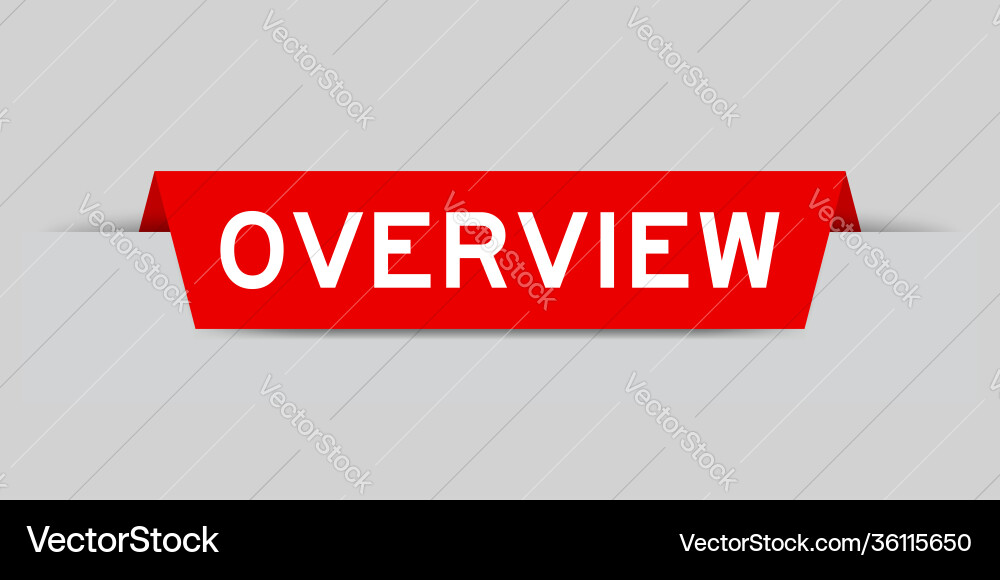 Red color inserted label with word overview Vector Image