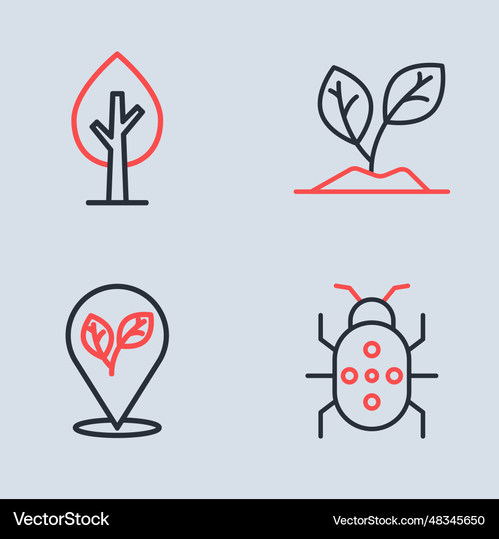 Set line sprout location with leaf colorado Set line sprout location with leaf colorado Vector Image