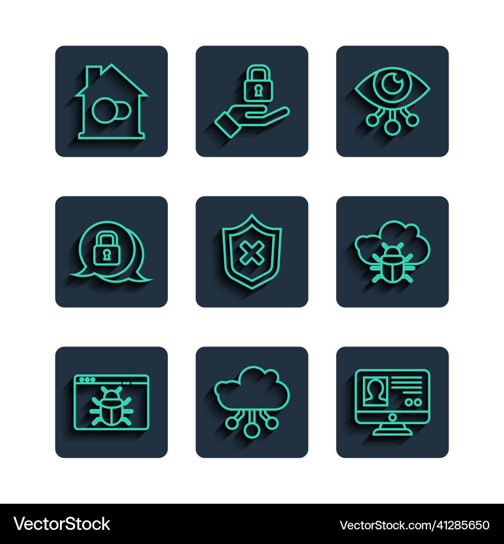 Set line system bug internet of things create Vector Image
