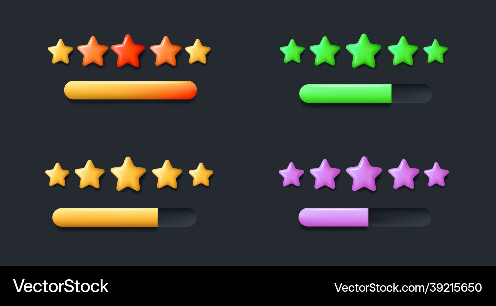 Set of 3d icons for review user interface element vector image