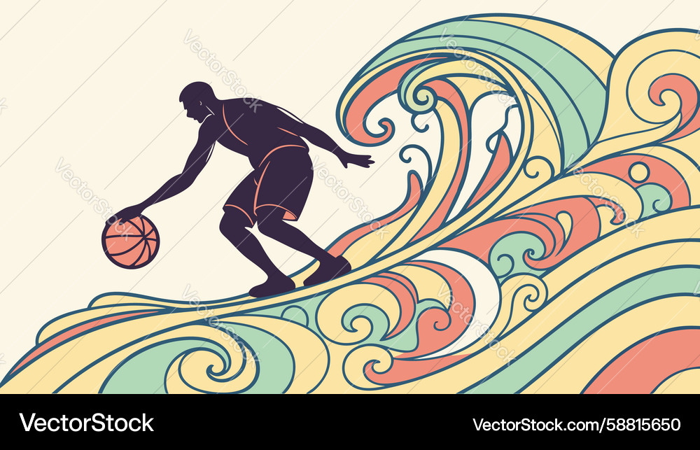 Surfer Riding Dynamic Wave Vector Image